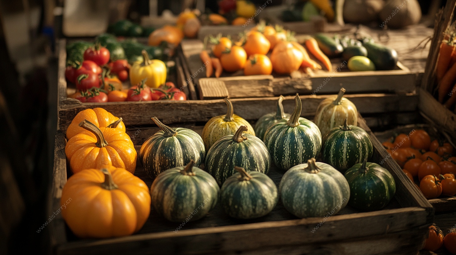 市场中的多彩南瓜陈列