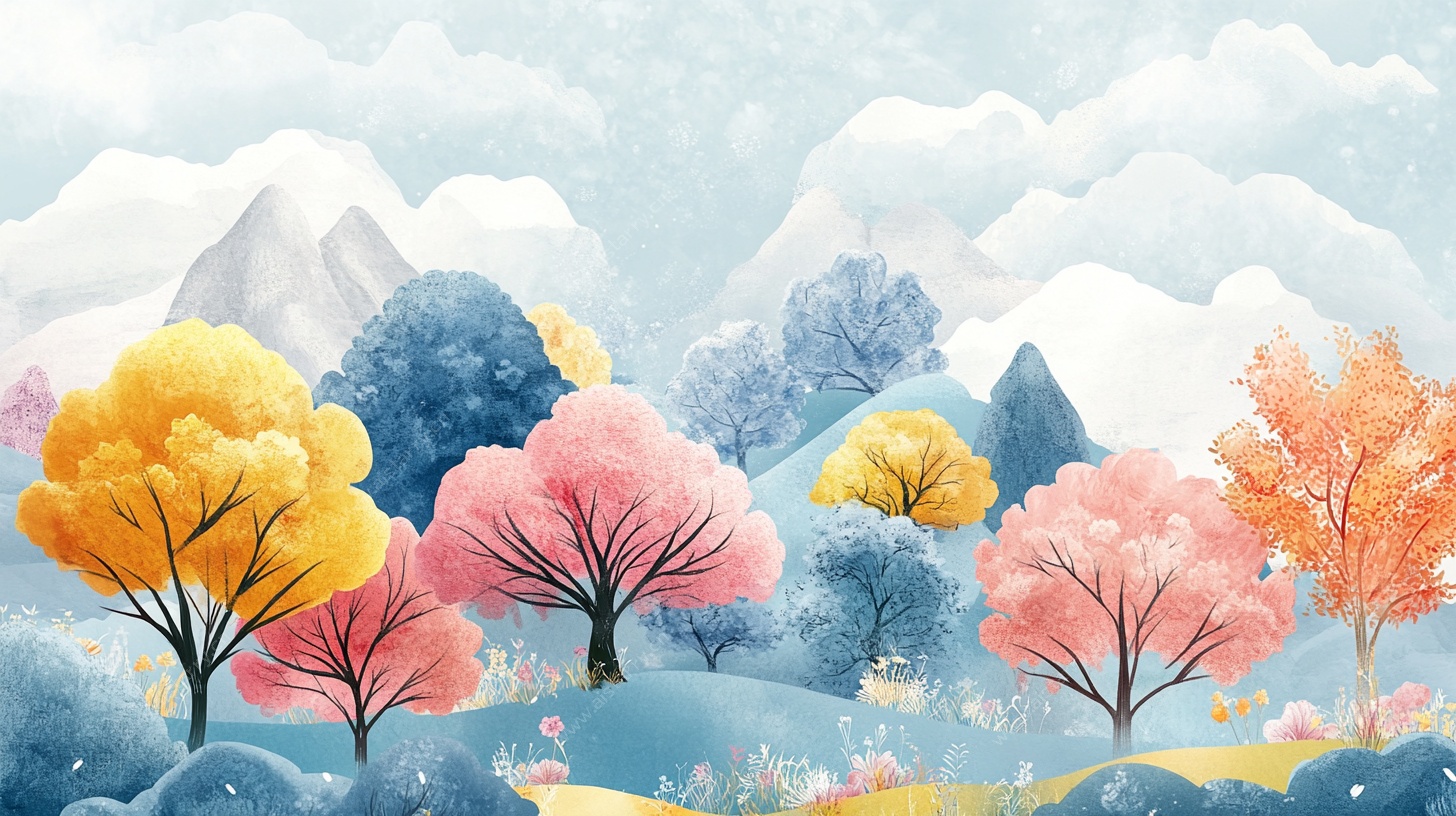 秋日梦幻山林风景图