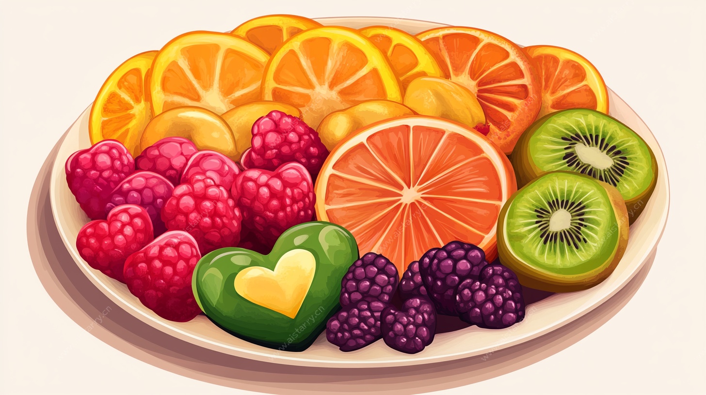 缤纷水果拼盘插画