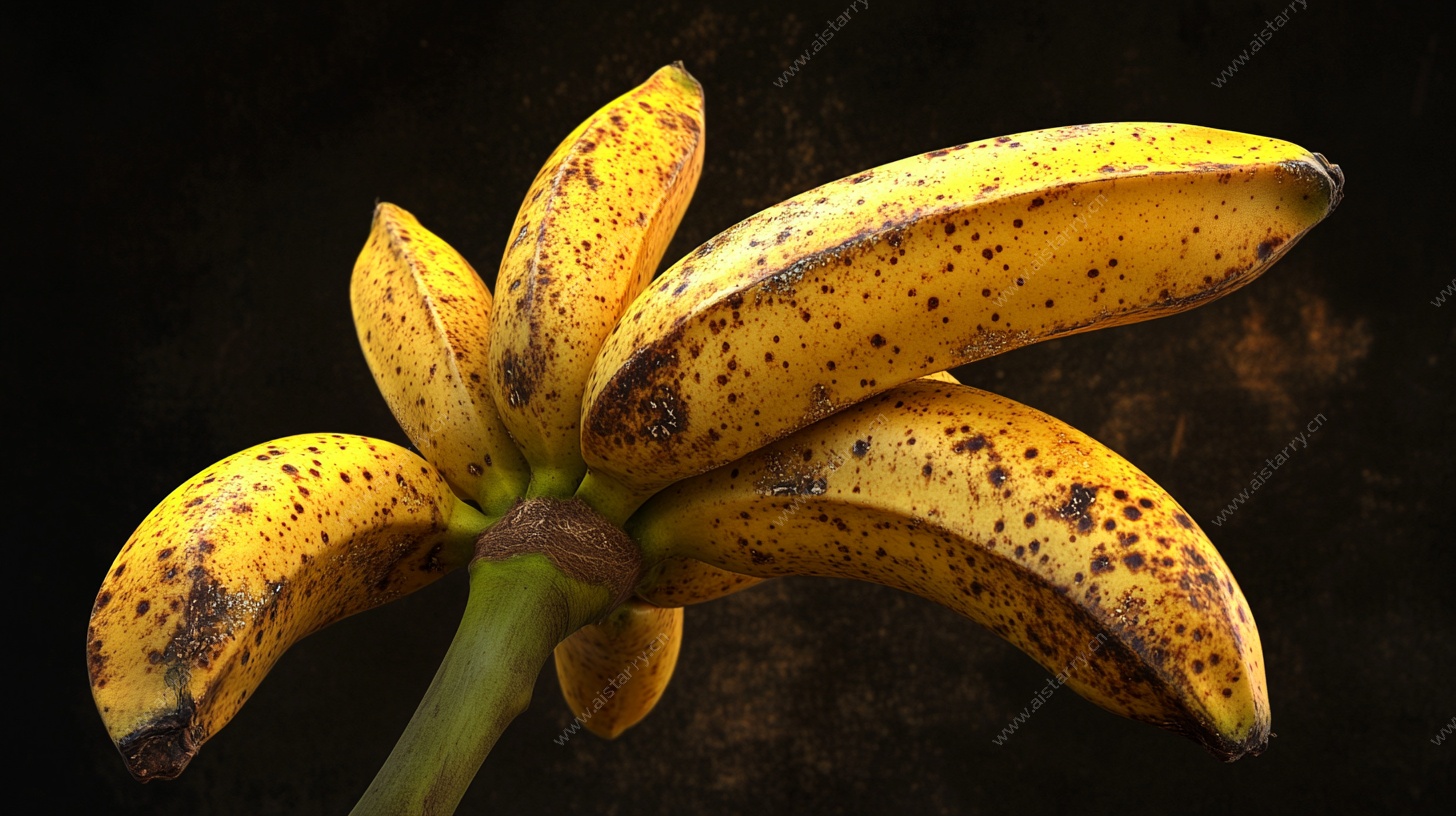 成熟带斑香蕉特写