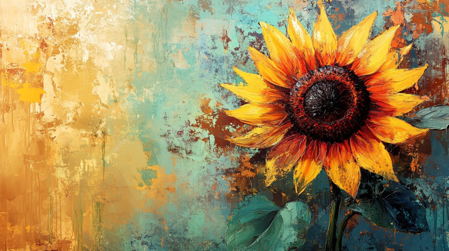 油画风向日葵艺术画作