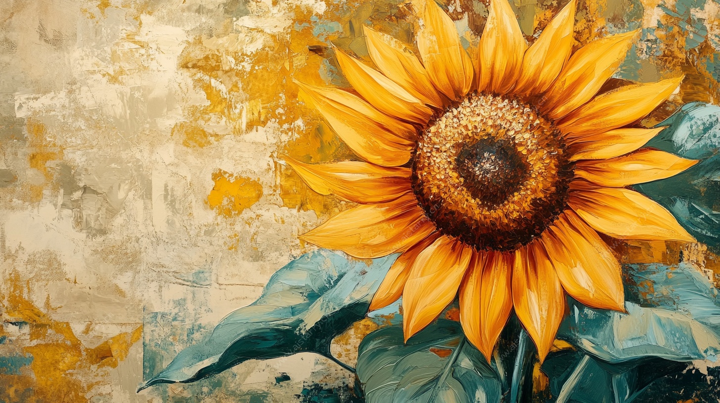 复古风向日葵艺术插画