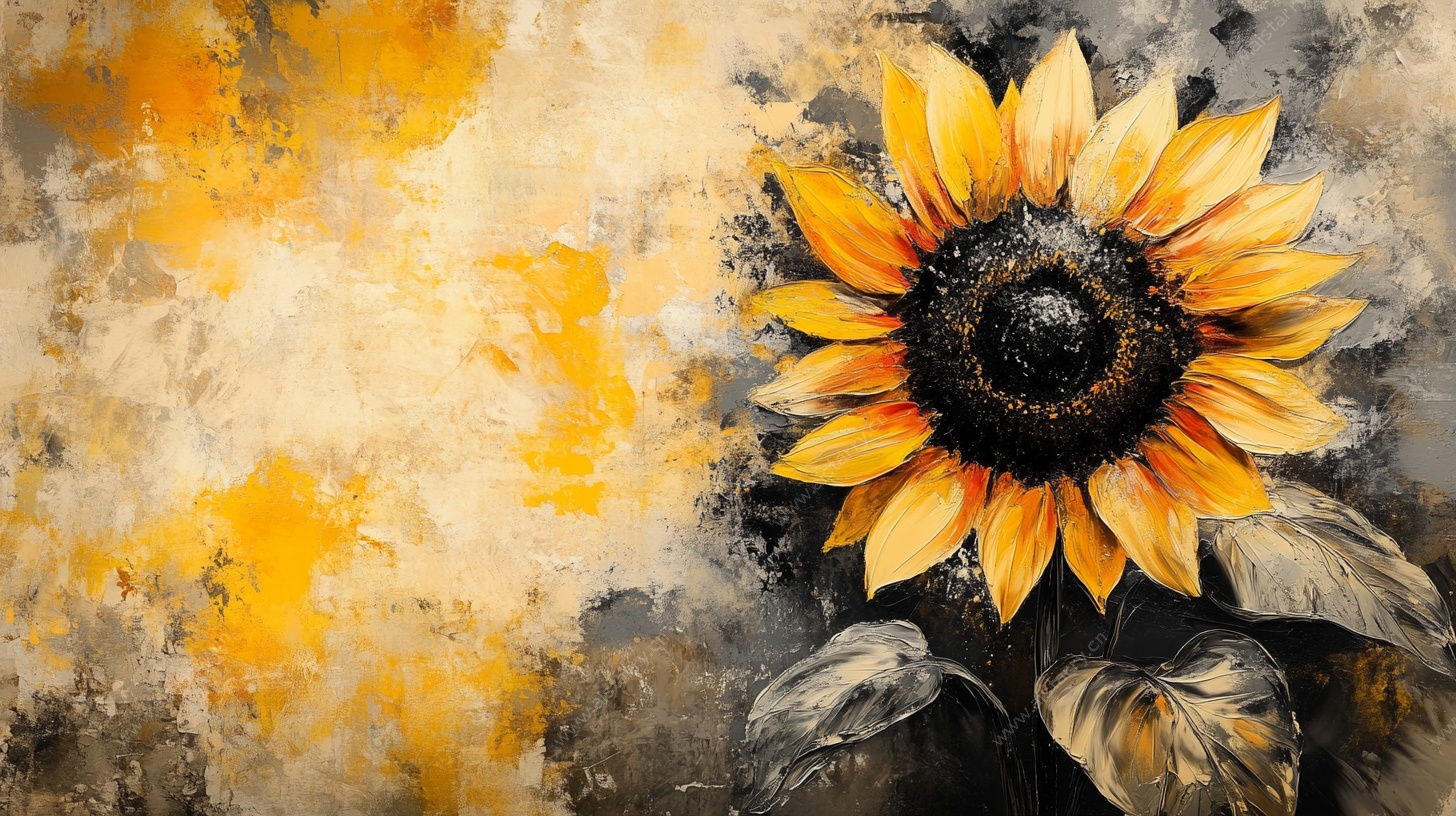 单朵向日葵抽象艺术画