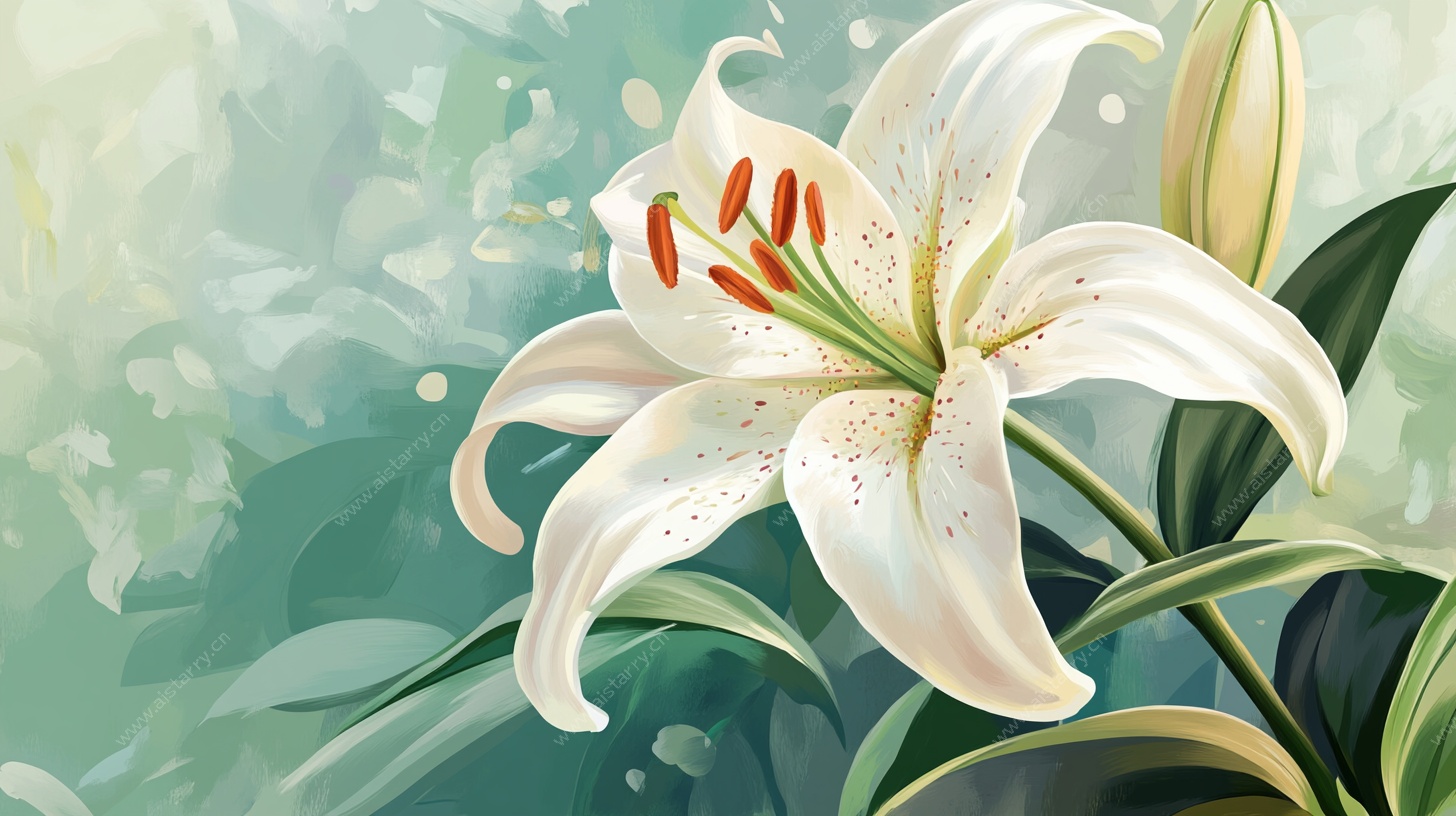 清新白百合插画作品