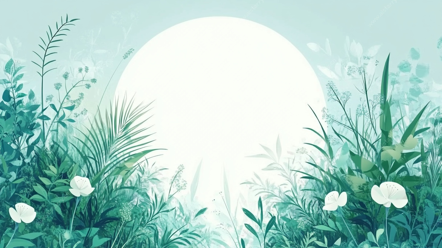 夏日绿野与朦胧圆月