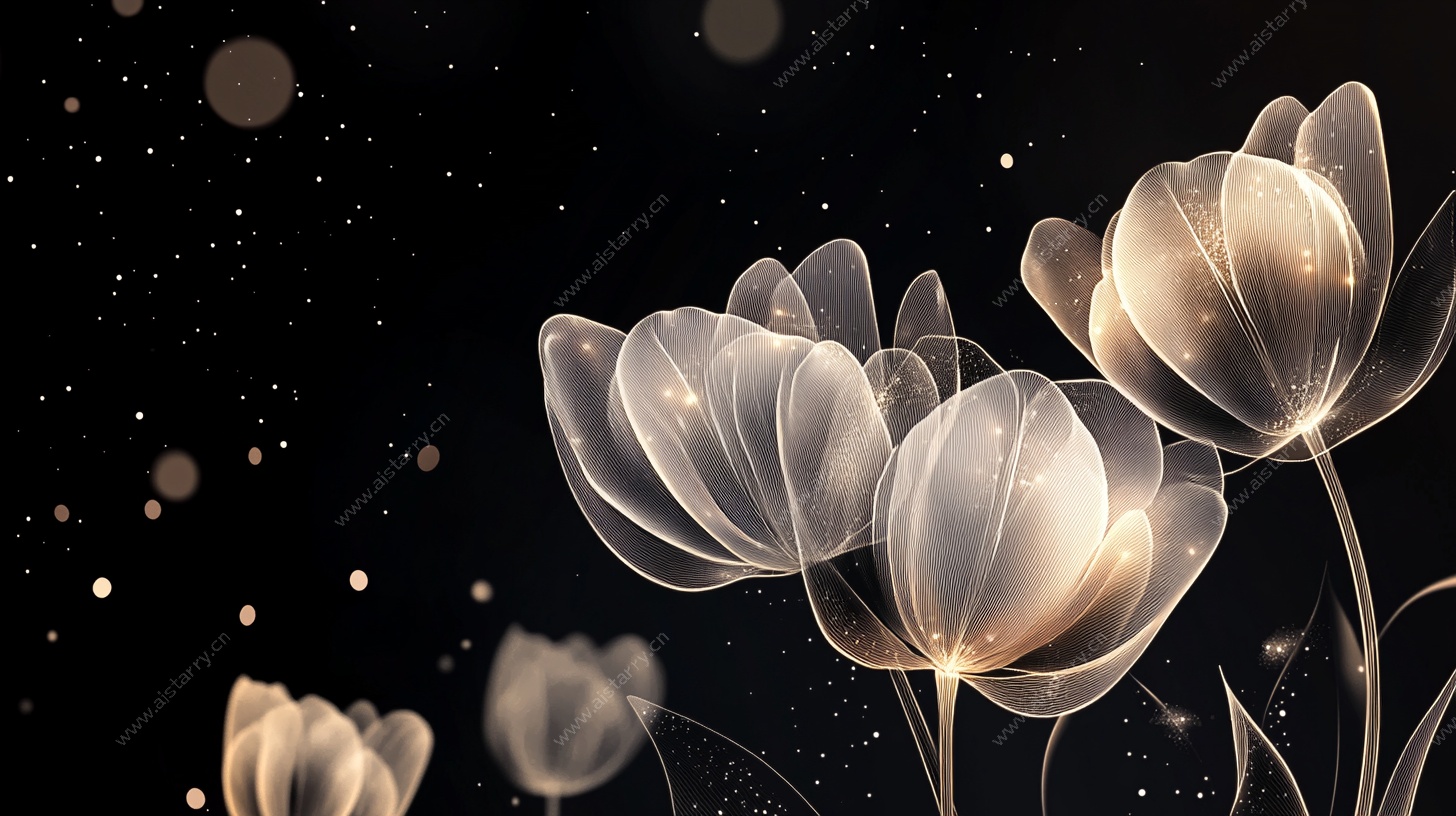 梦幻透明郁金香夜景图