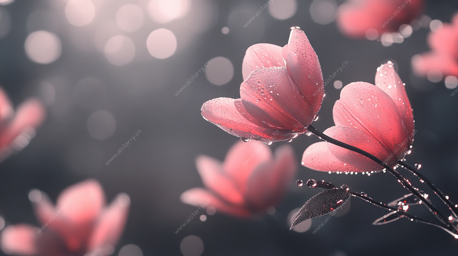 带露绽放的粉色郁金香