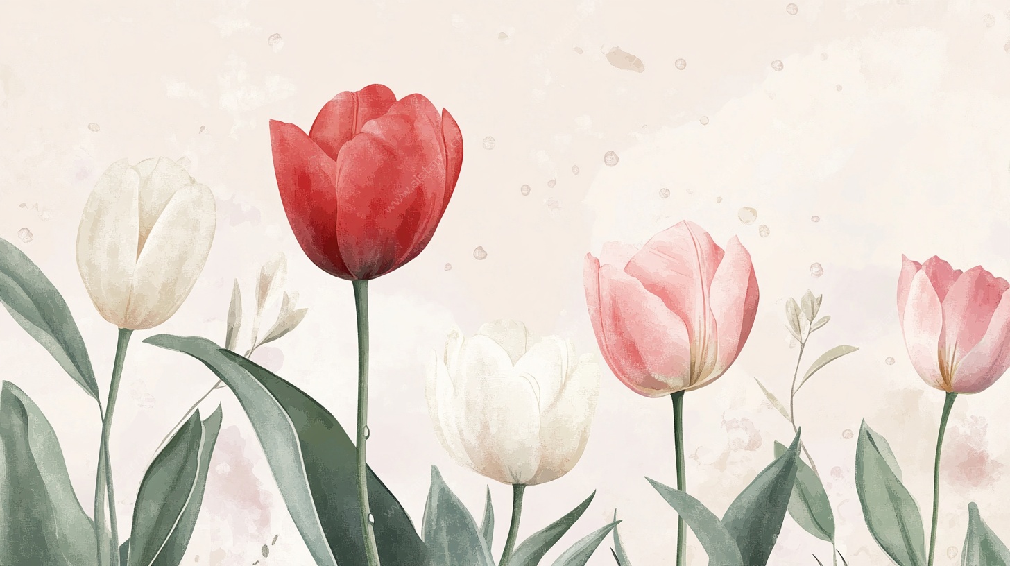 清新郁金香花卉插画