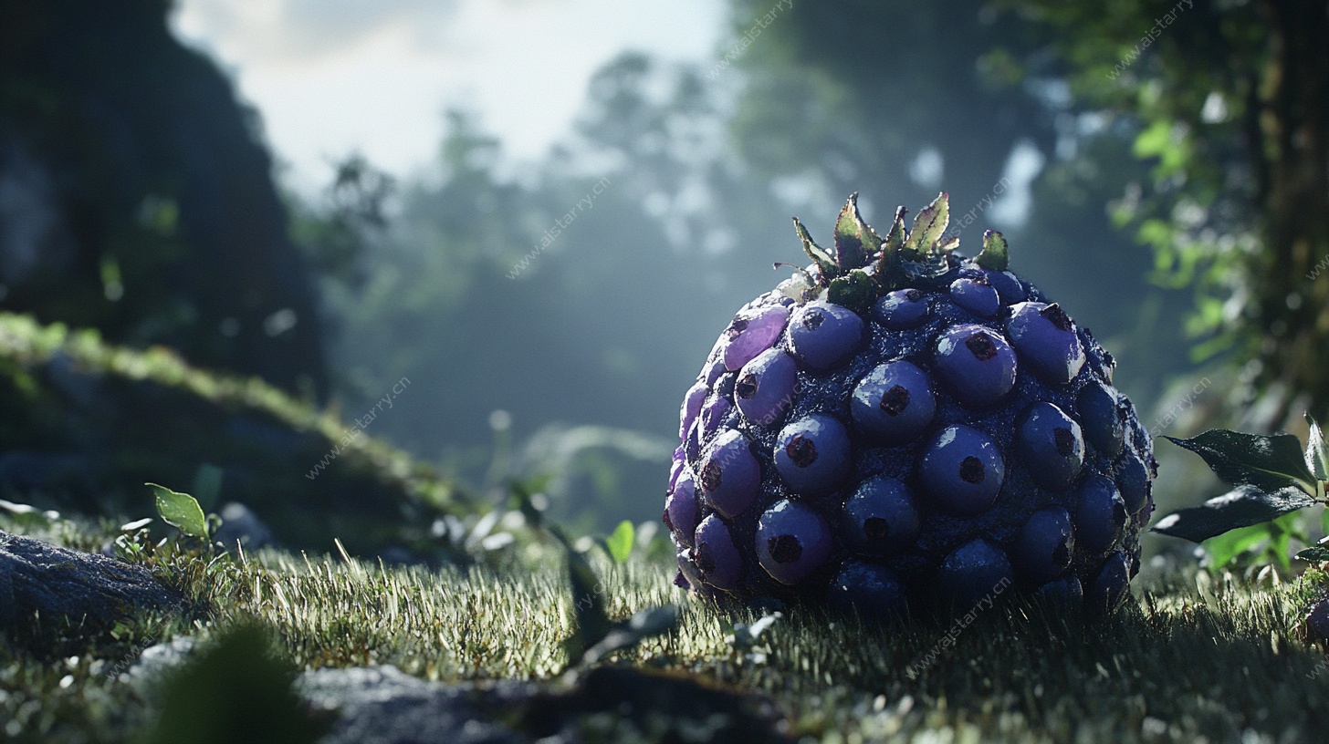 奇幻紫果立于绿野之间