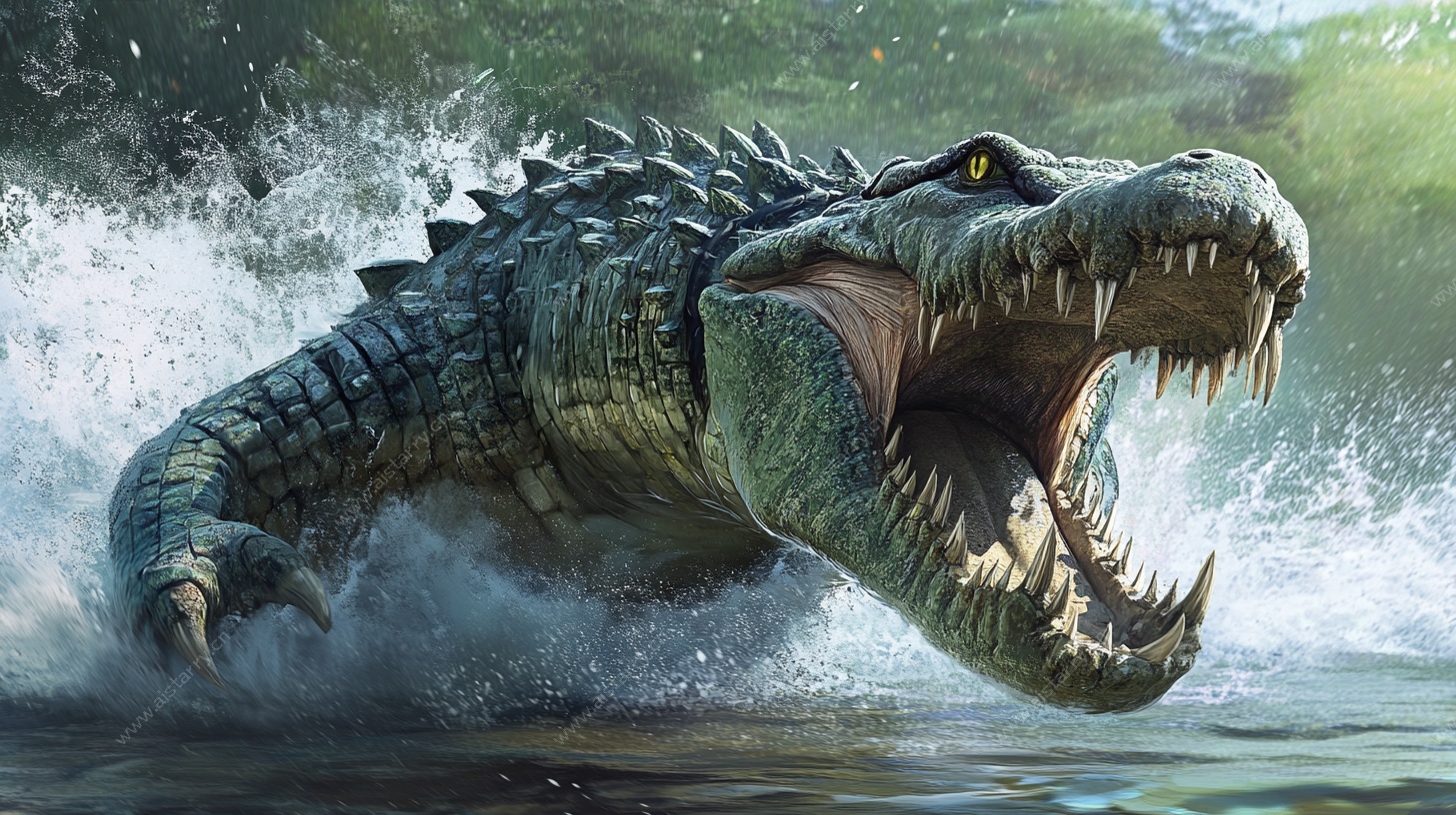 跃水鳄鱼 野性瞬间