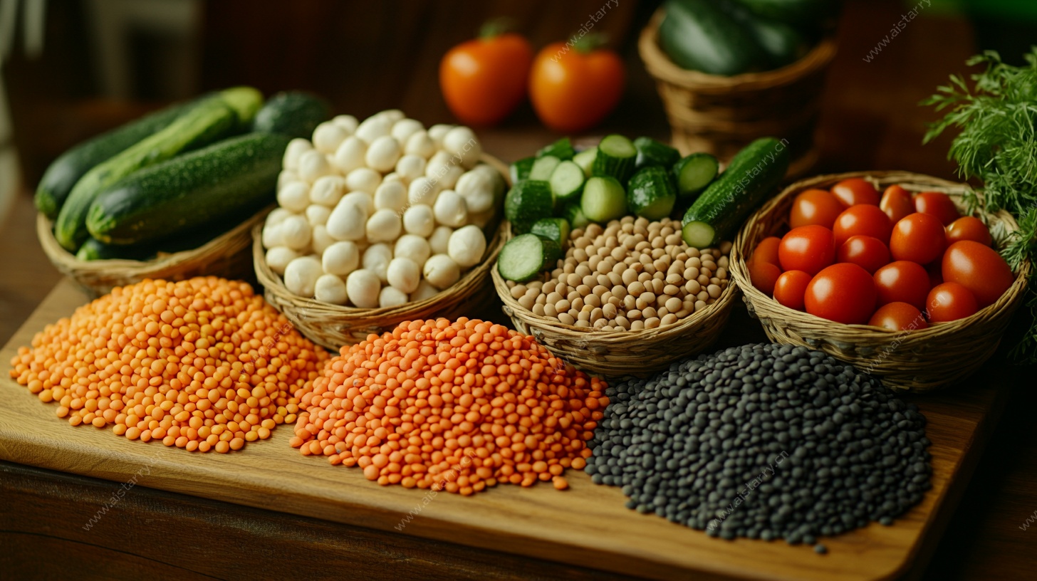 多彩豆类与新鲜蔬菜拼盘