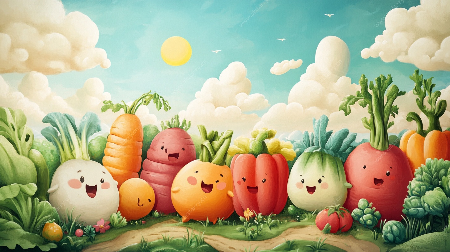 可爱蔬菜乐园插画