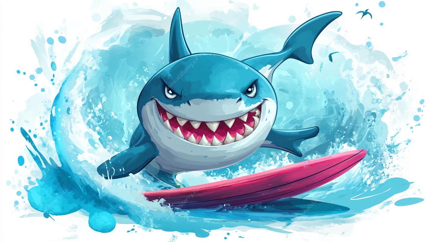 冲浪鲨鱼卡通形象