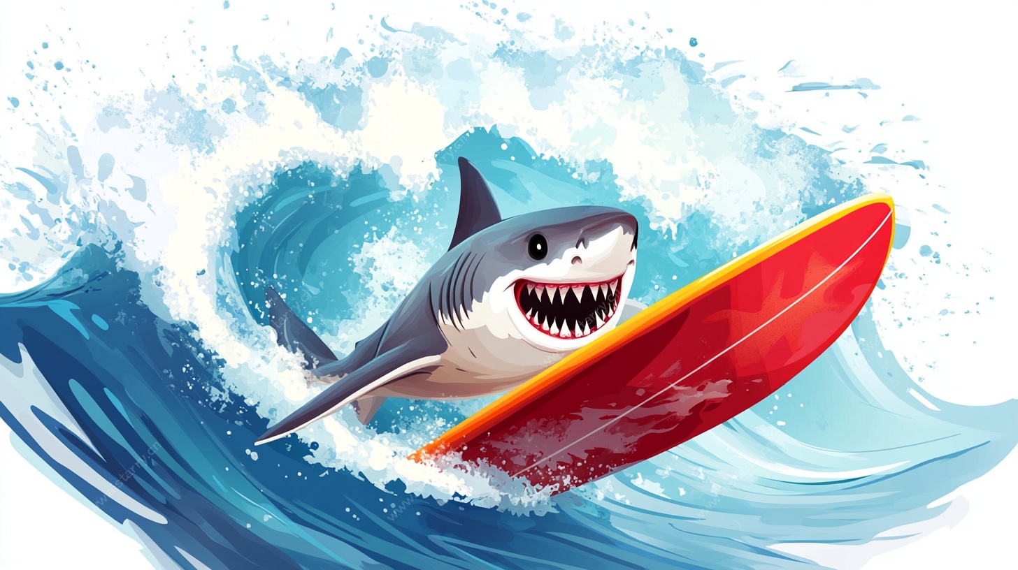 鲨鱼冲浪欢乐瞬间