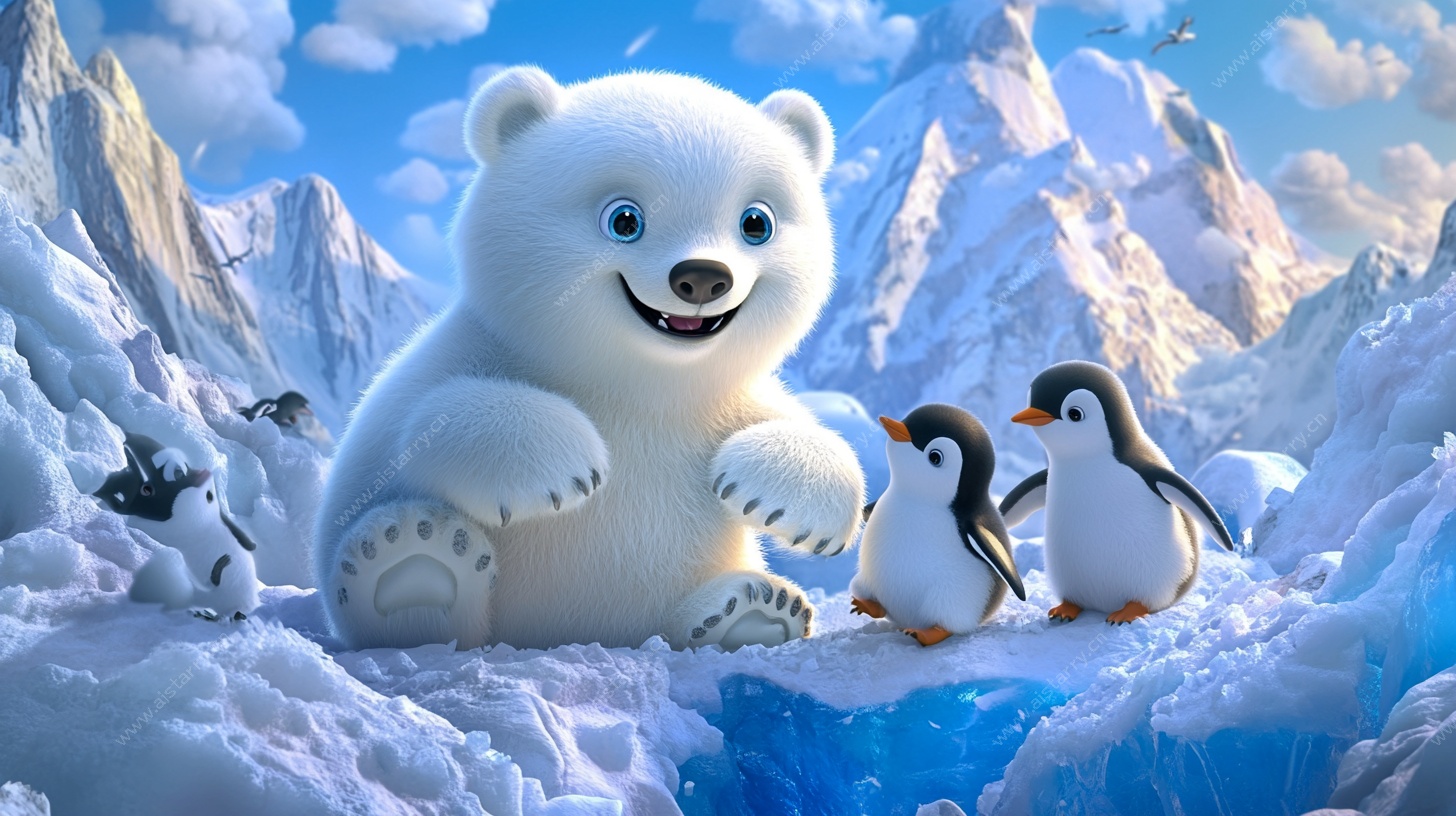 北极熊与企鹅的冰雪奇遇