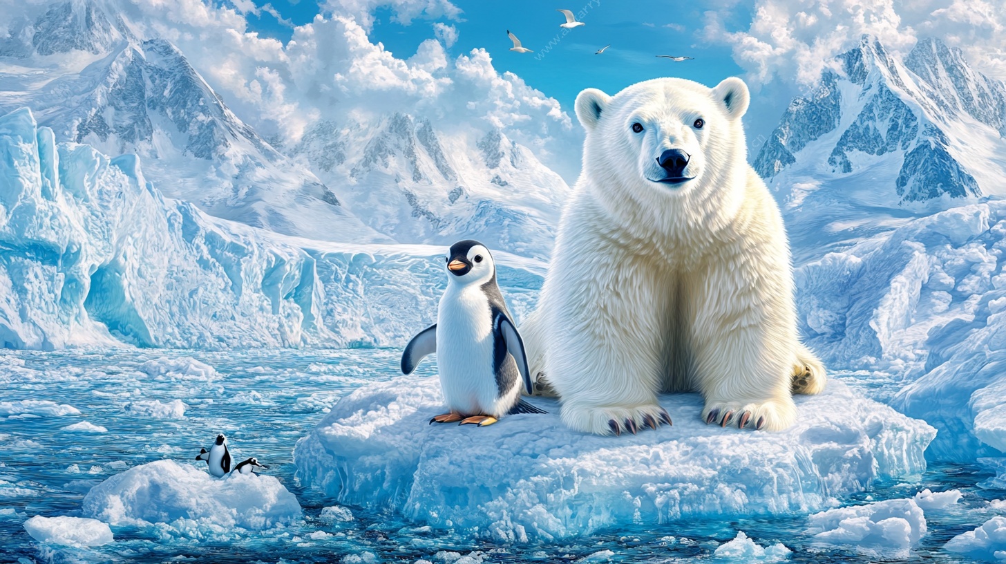 北极熊与企鹅的冰雪奇遇