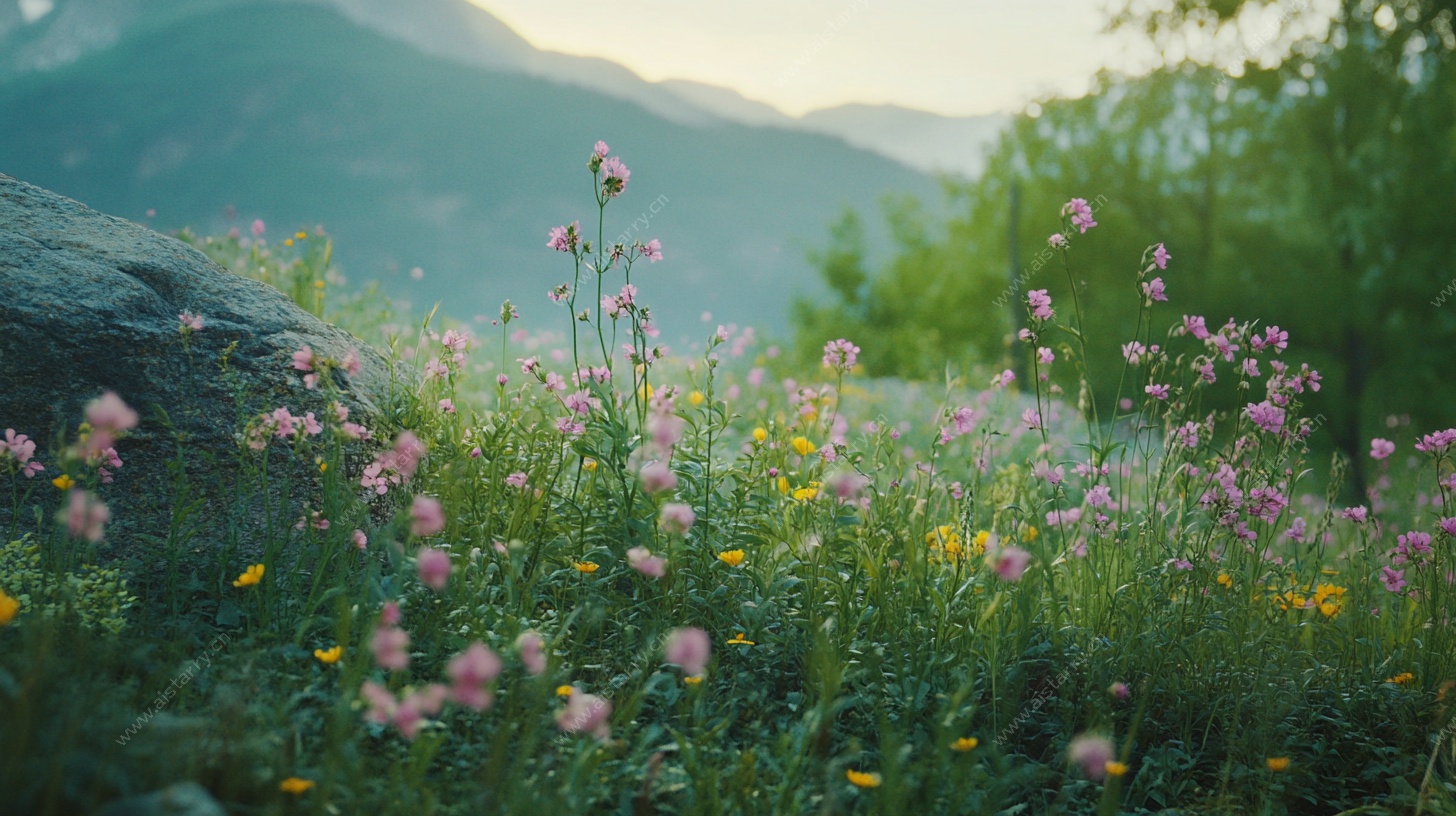 山间烂漫野花景