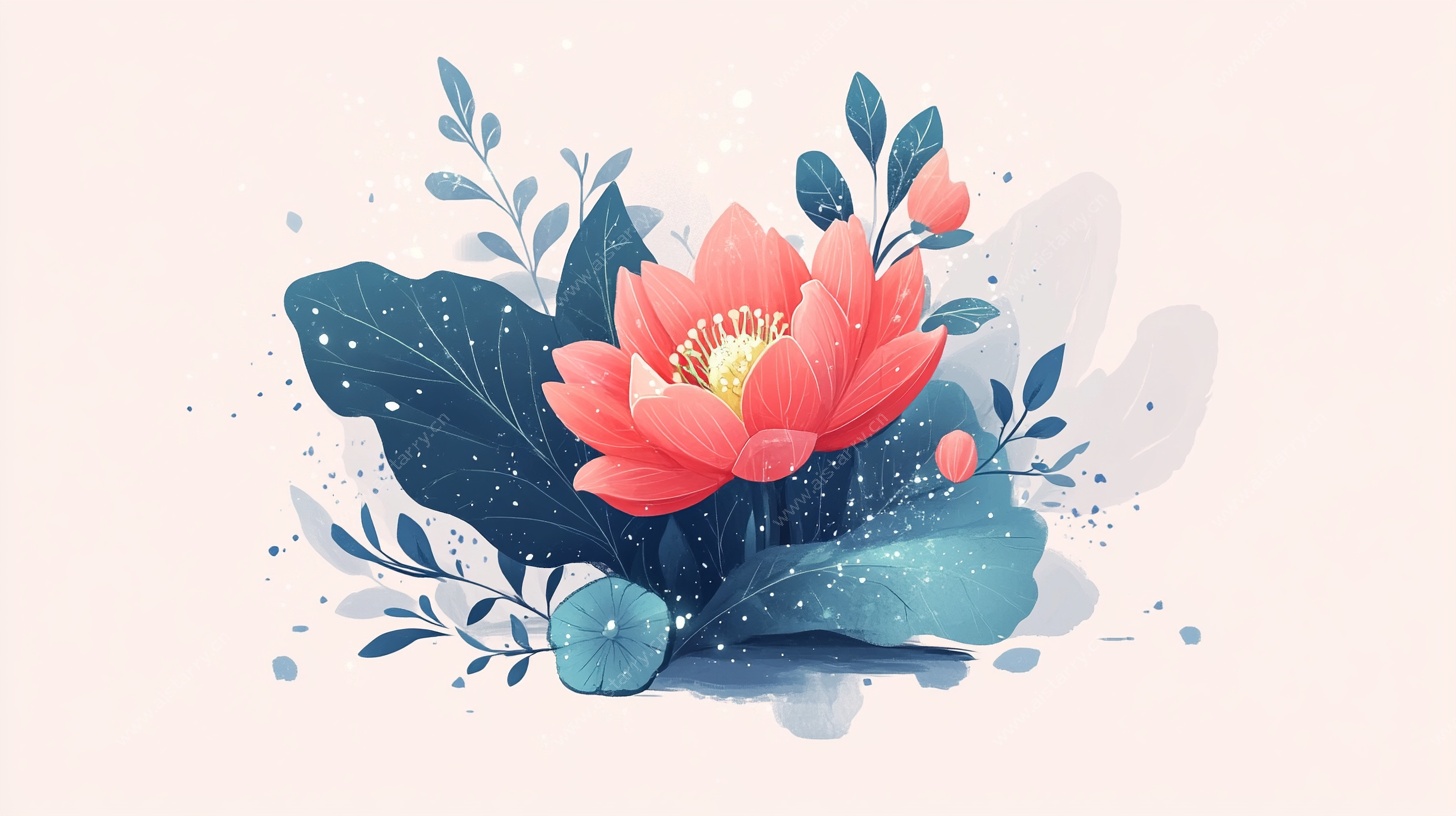 水彩绘就娇艳荷花图