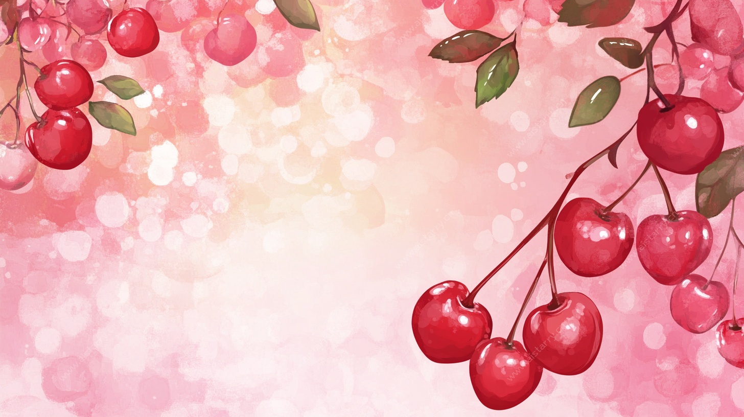 樱桃插画背景图