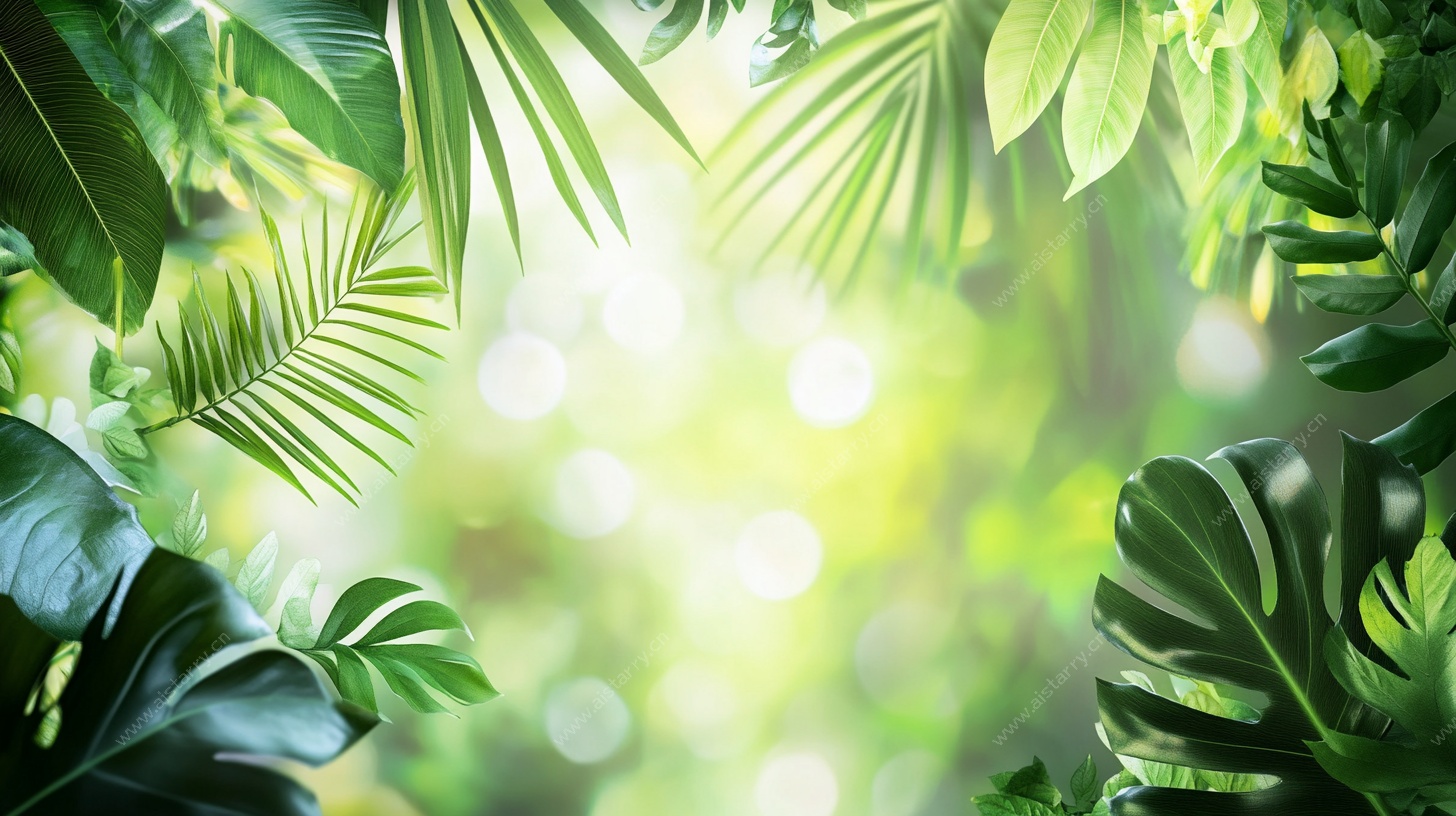 热带绿植梦幻背景图
