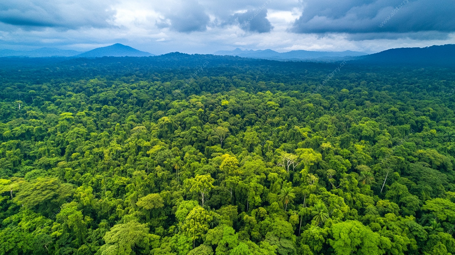 俯瞰茂密原始森林景观