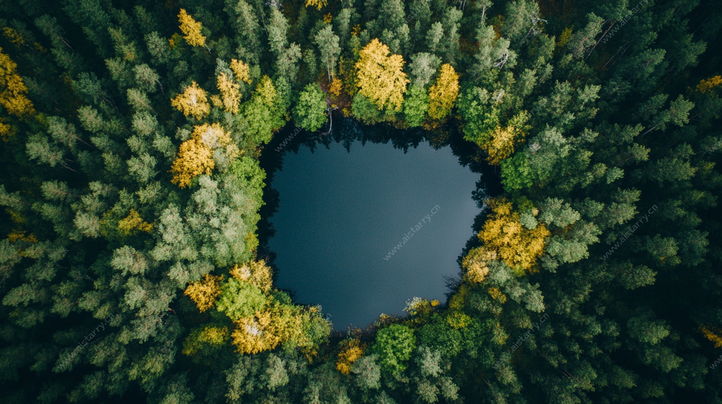 森林环抱的静谧湖泊