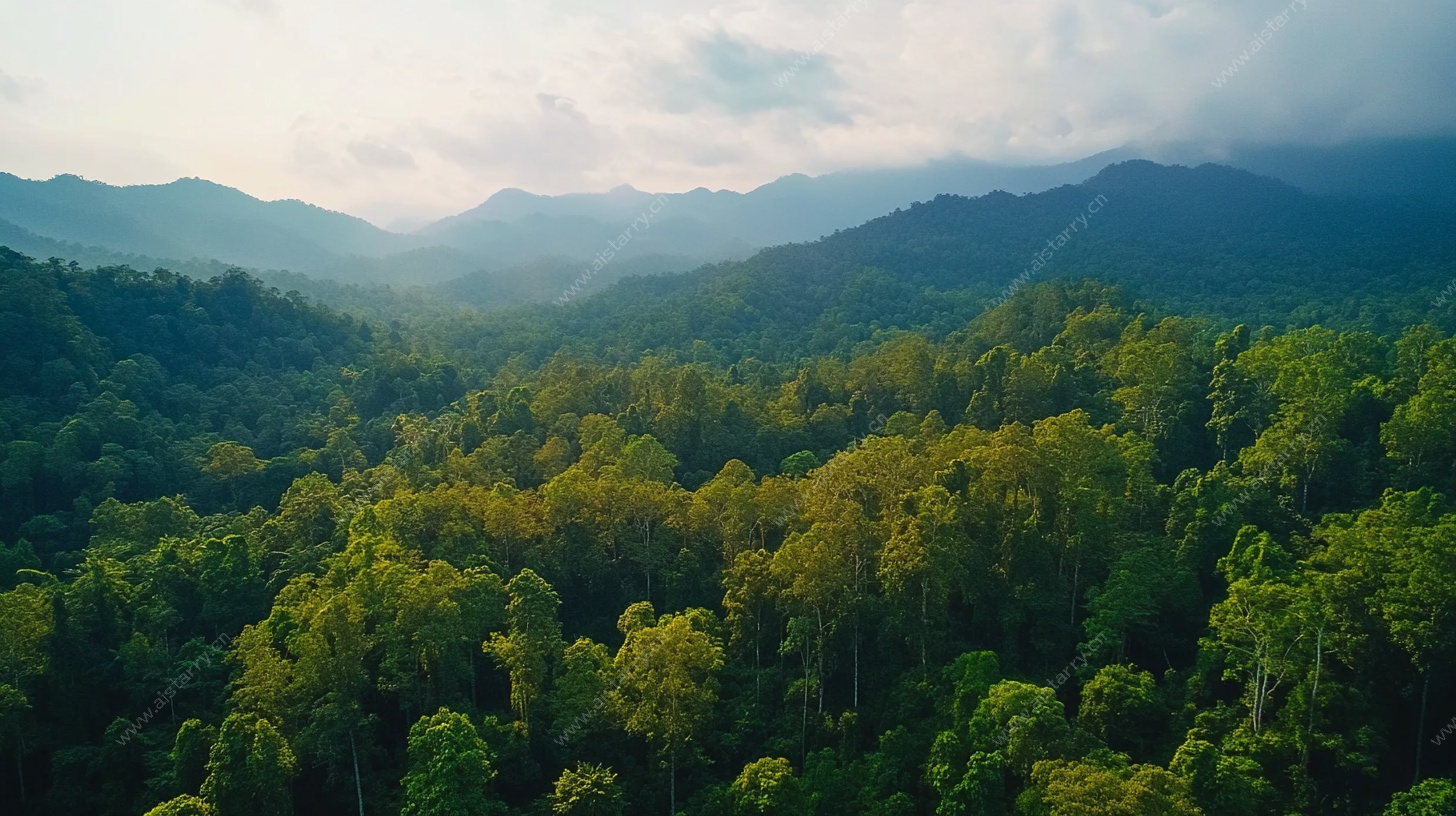 俯瞰葱郁山林美景