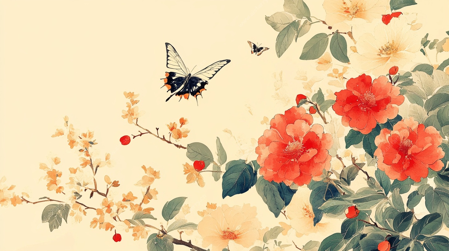 花鸟蝶趣图