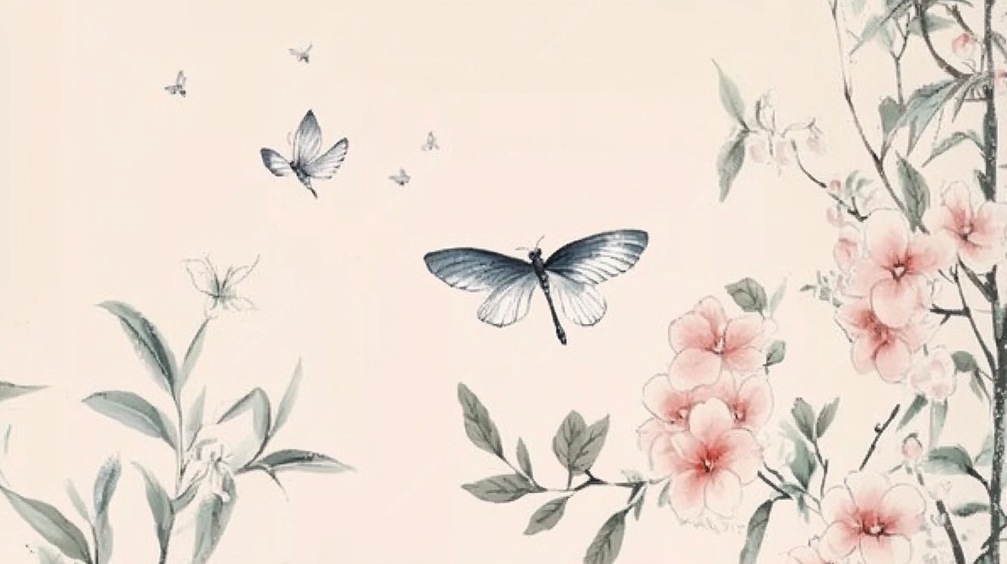 中式花鸟图 灵动蝶恋花