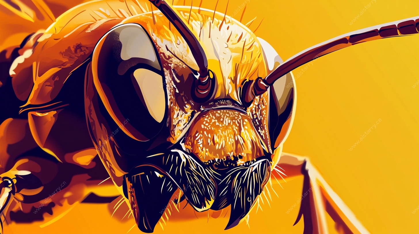 超写实黄蜂特写插画