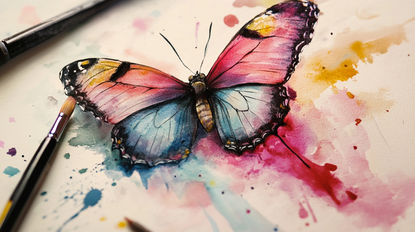 水彩绘蝴蝶艺术作品