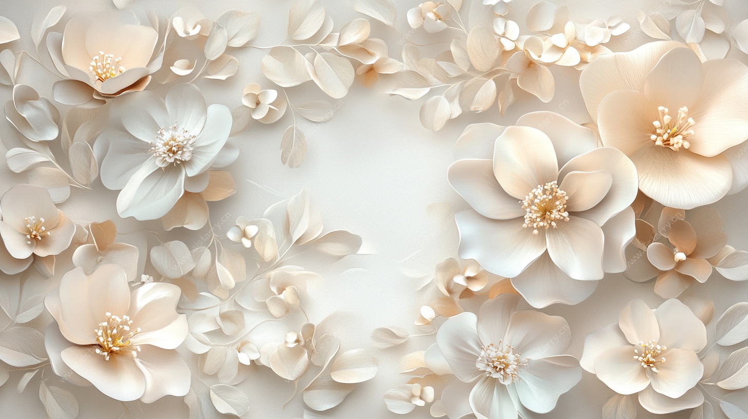 立体纸艺花卉装饰背景