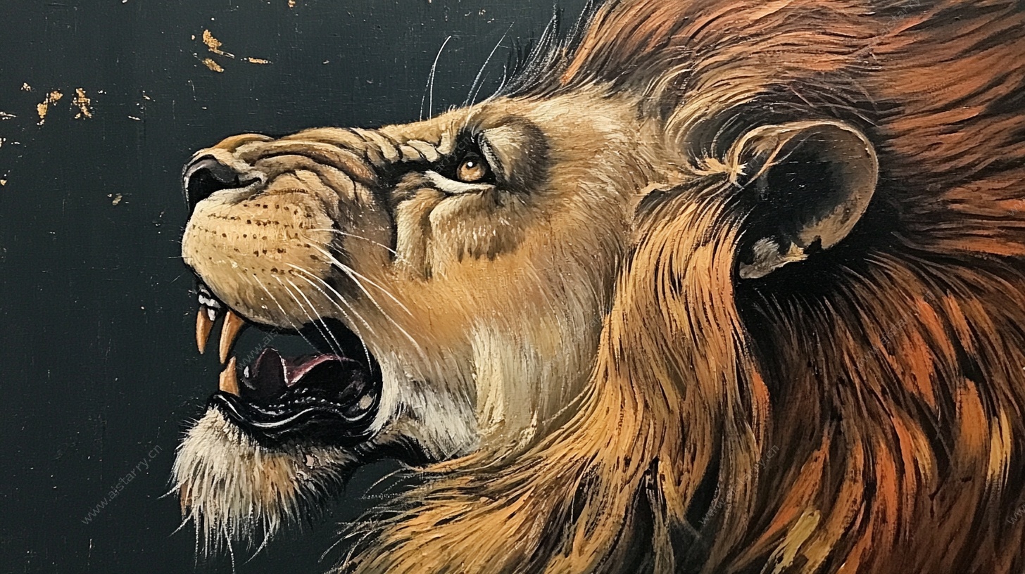 咆哮雄狮艺术插画