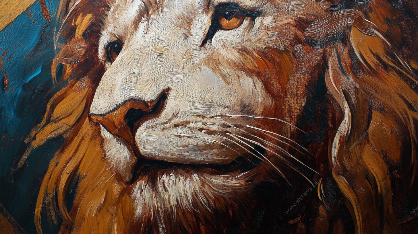 油画雄狮特写