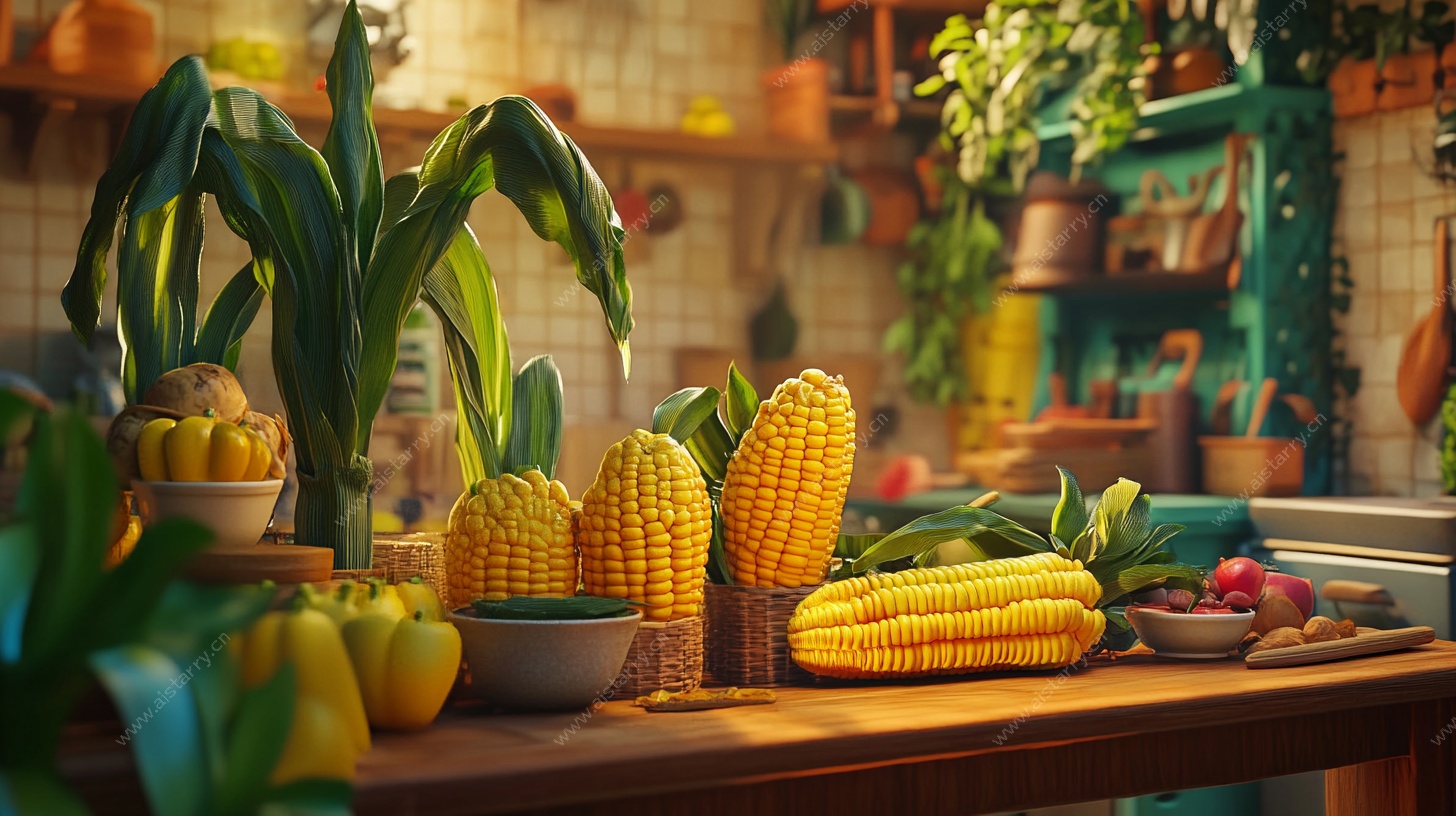 厨房中的多彩新鲜蔬果