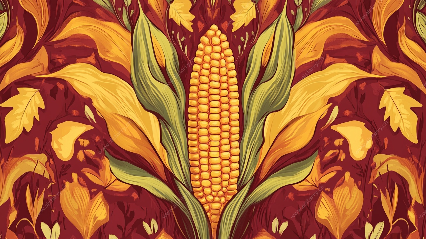 玉米植物图案艺术插画