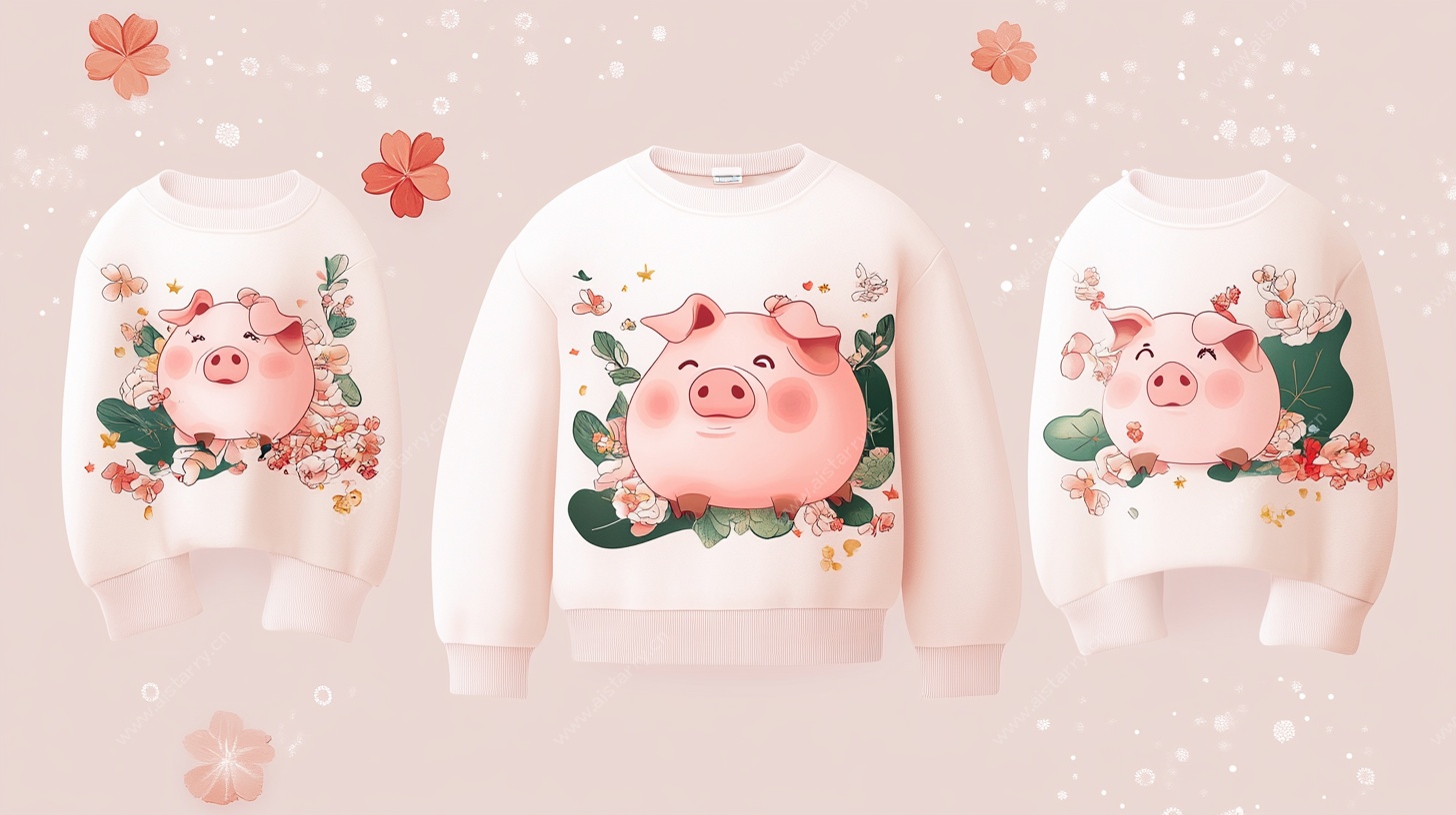可爱小猪图案卫衣设计