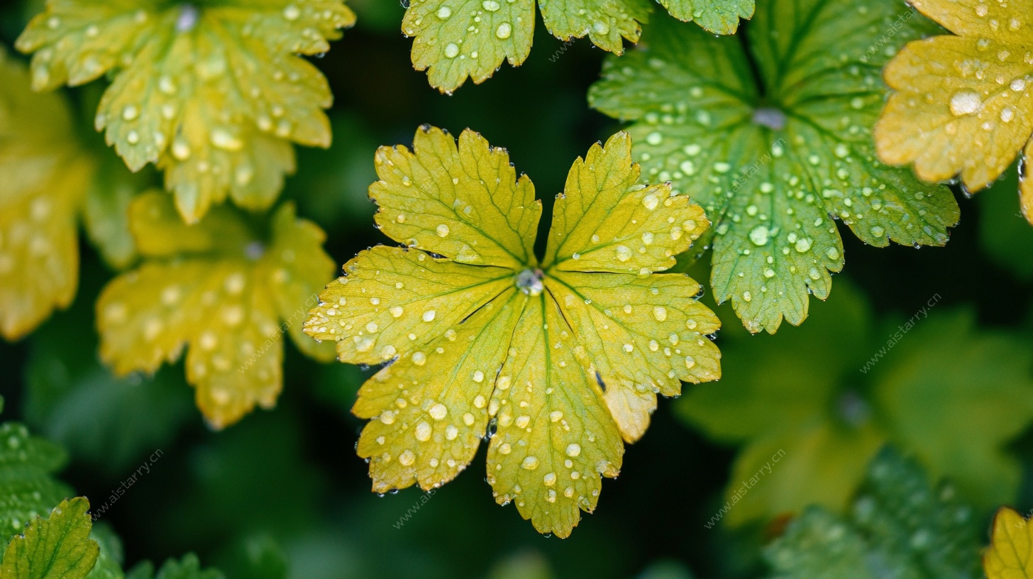 雨后金叶特写