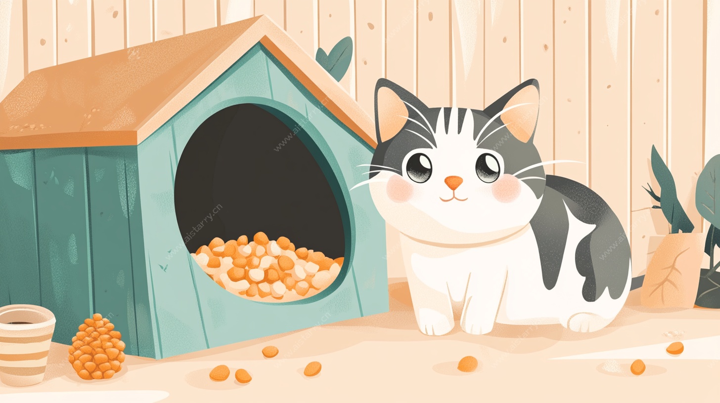 可爱猫咪与宠物小屋
