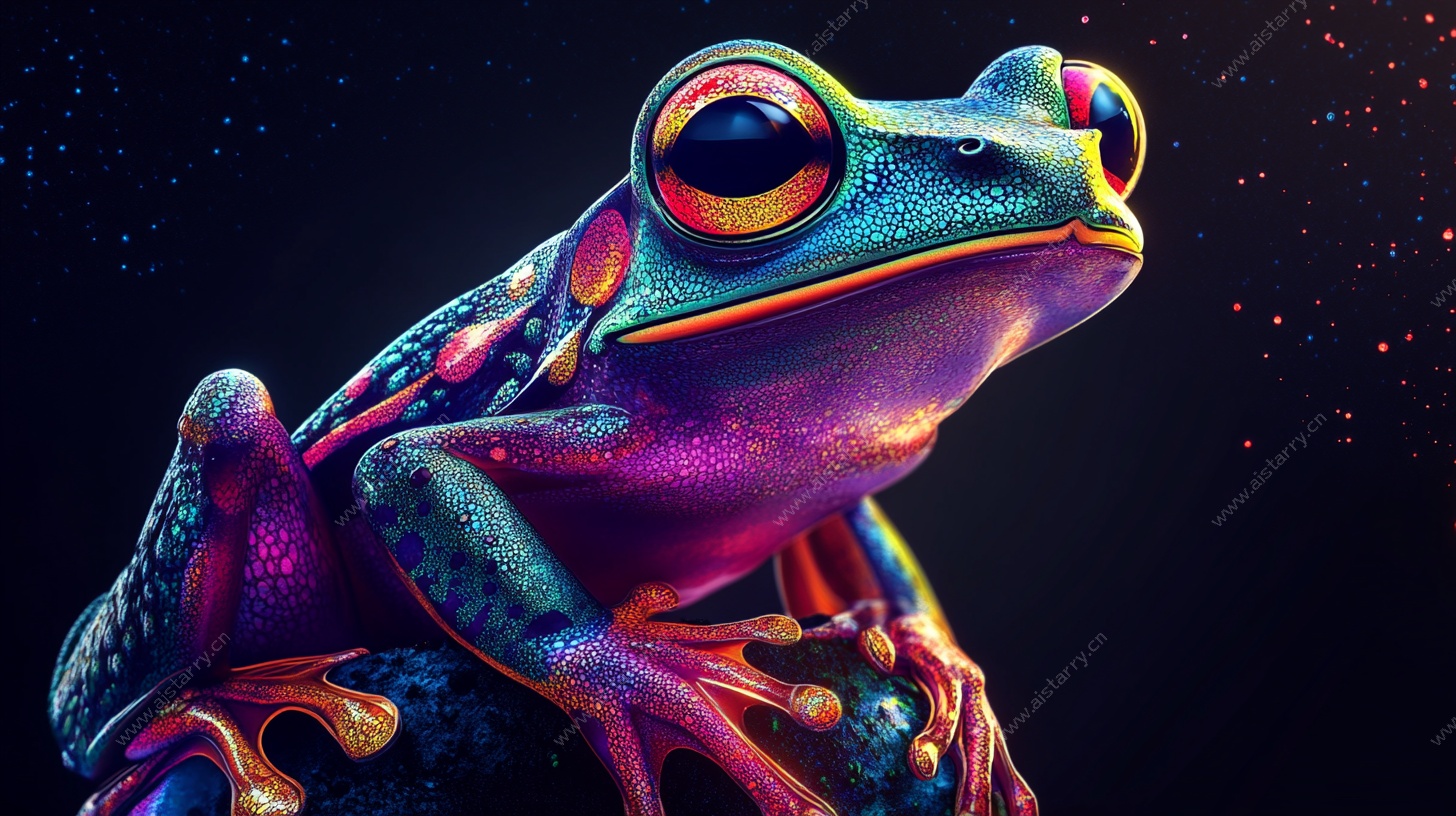 炫彩霓虹青蛙特写