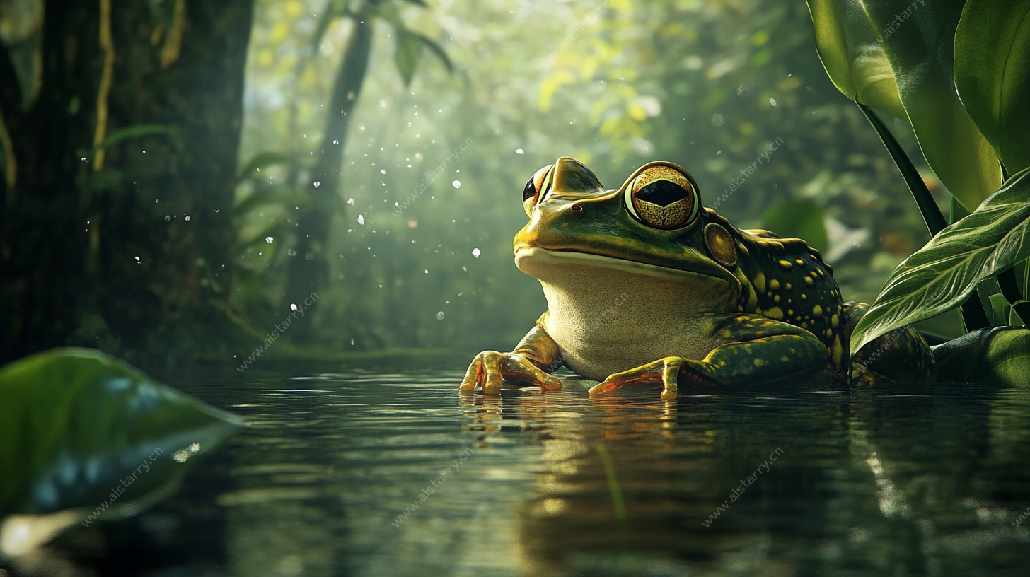 青蛙栖息于梦幻丛林水域