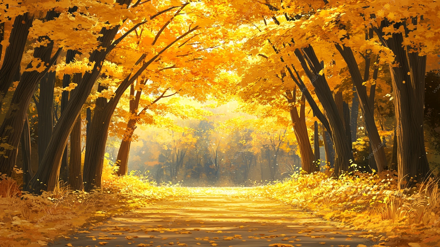 秋日林间光影小道