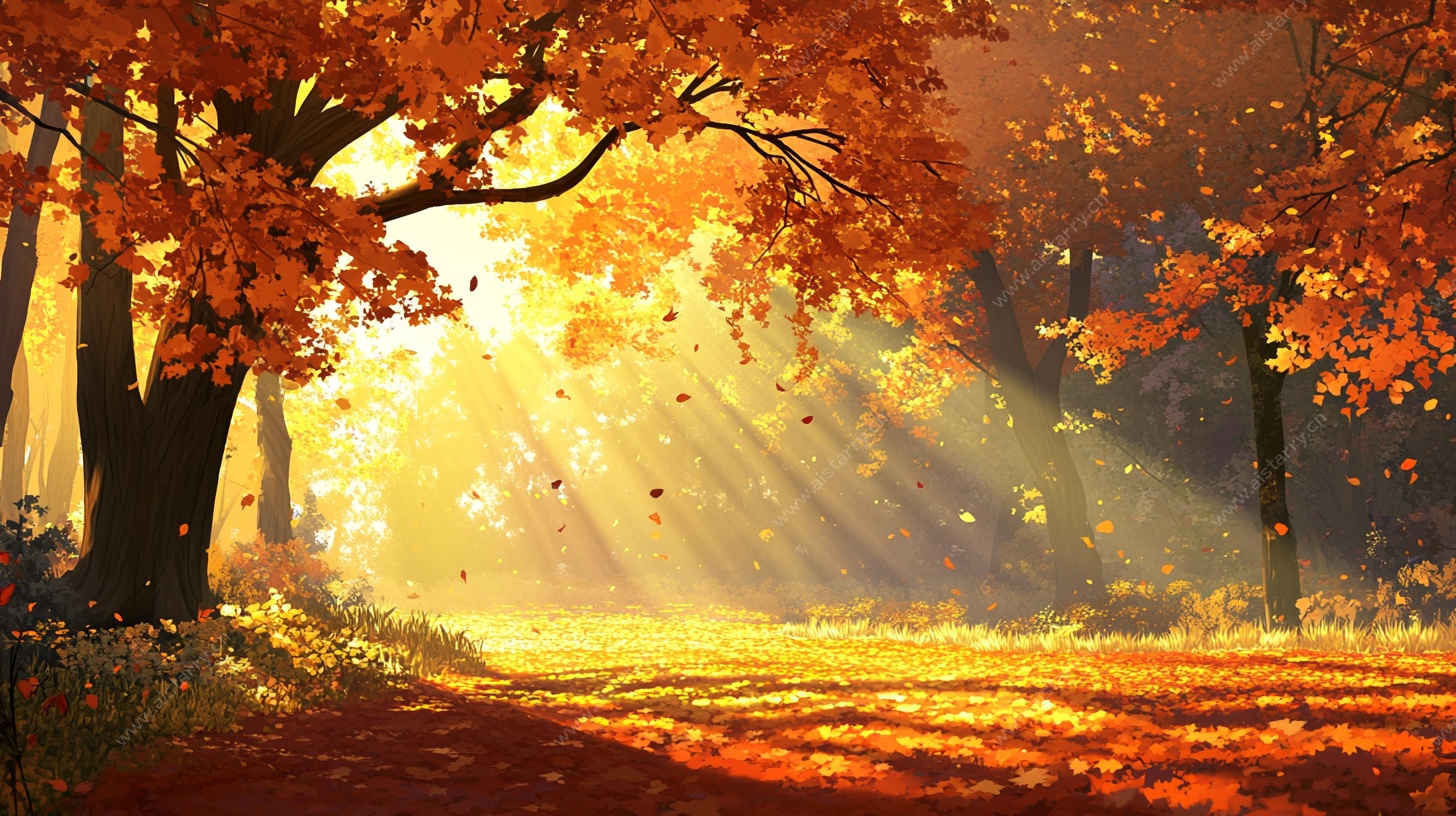 秋日林间光影诗意场景