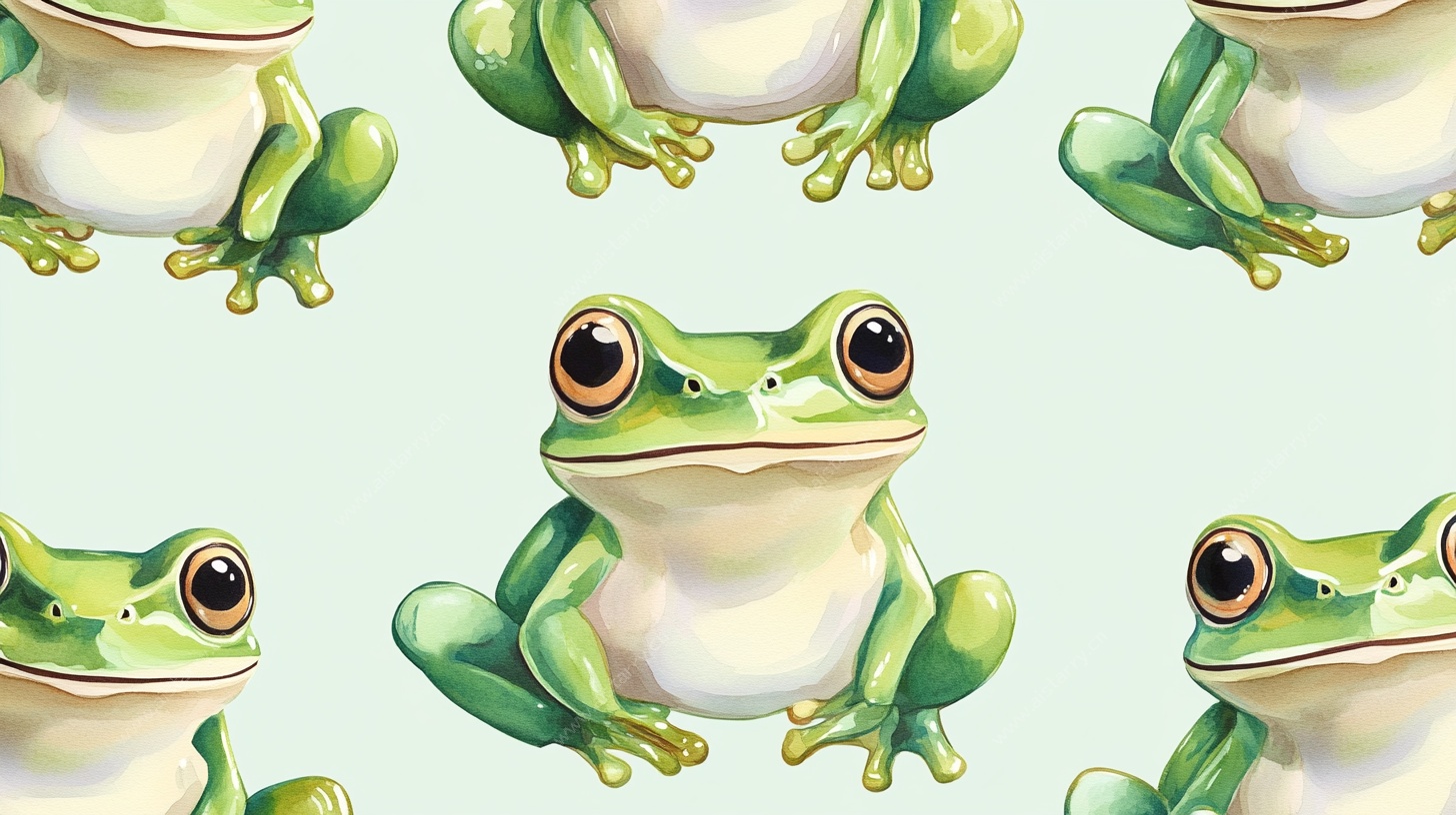 青蛙图案 清新可爱的动物插画