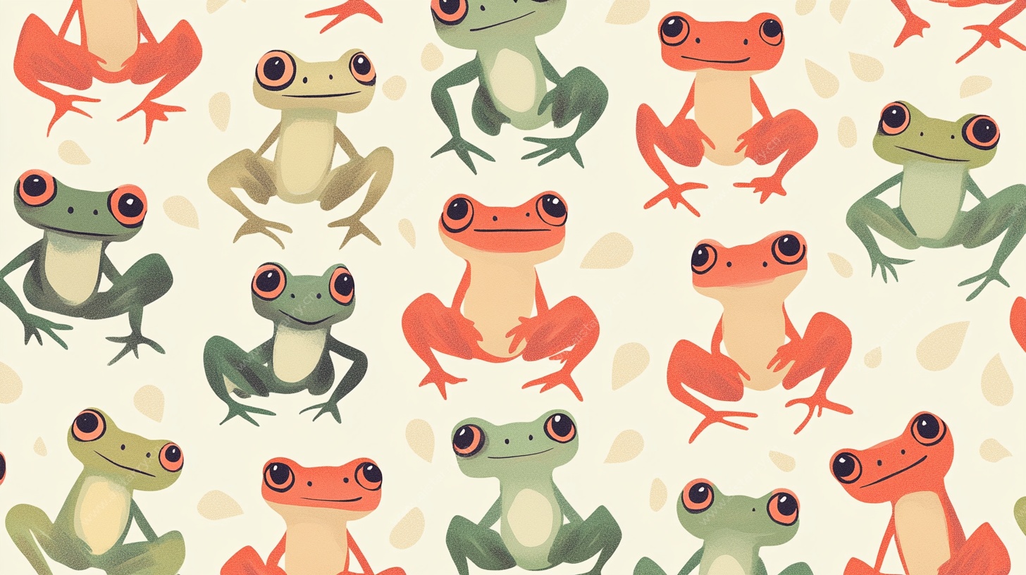 可爱青蛙卡通无缝图案