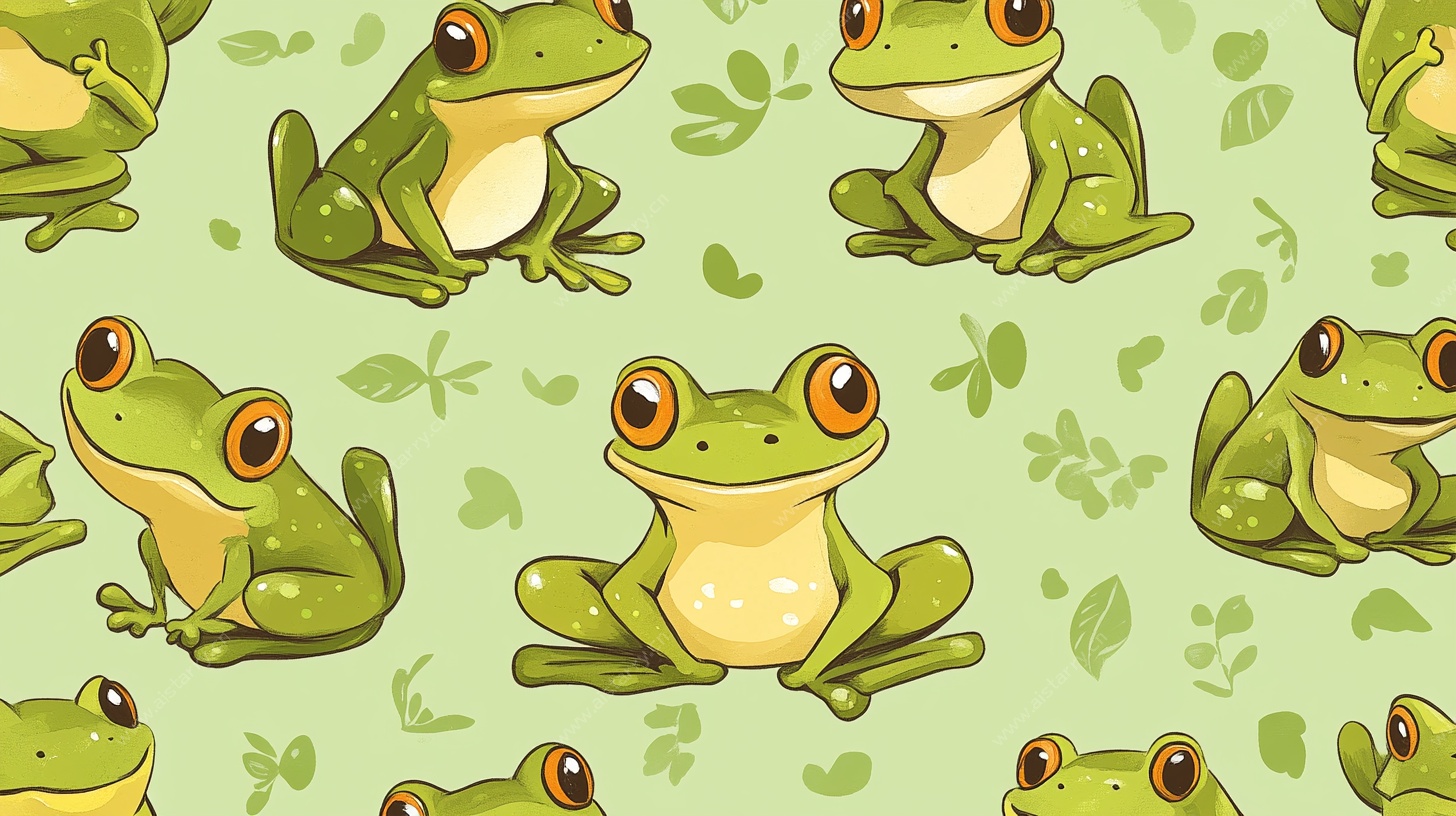 可爱青蛙无缝图案背景