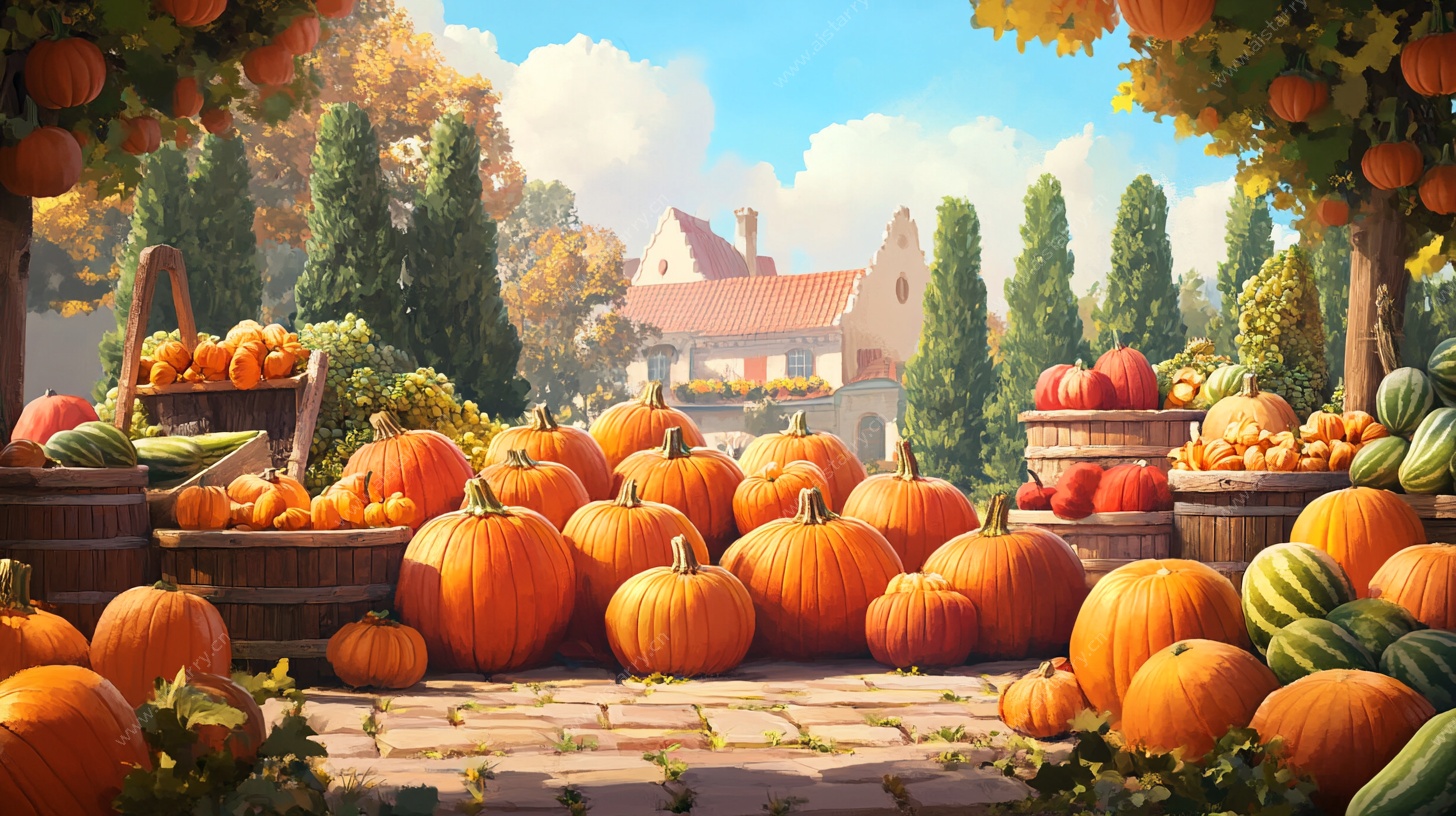 秋日南瓜丰收场景