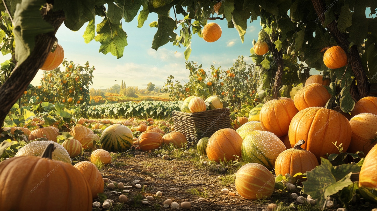 田园南瓜丰收美景