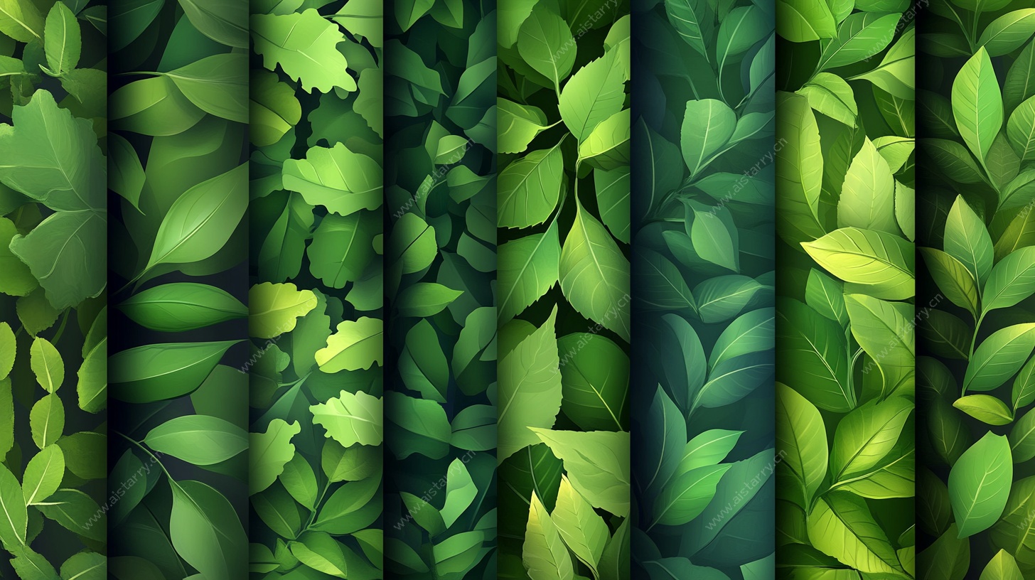 绿色叶片拼接背景图