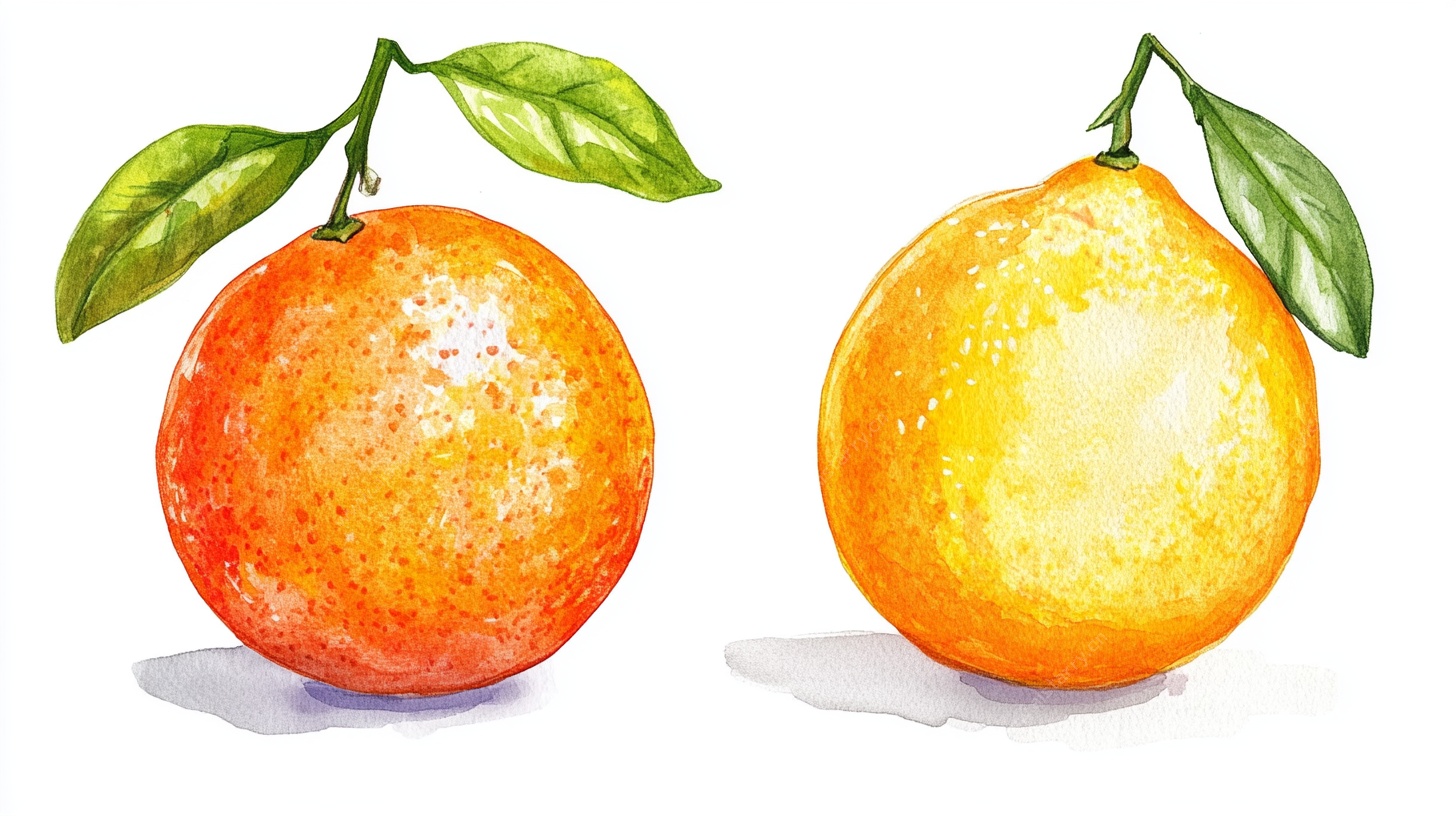 水彩绘双橙